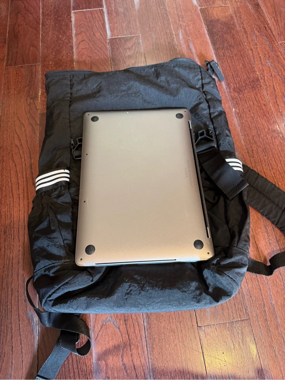 adidas Black Roll-Top Backpack with Gold Logo